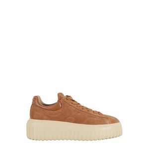 Hogan Brown Suede Sneakers With Smooth Leather Heel - NWT